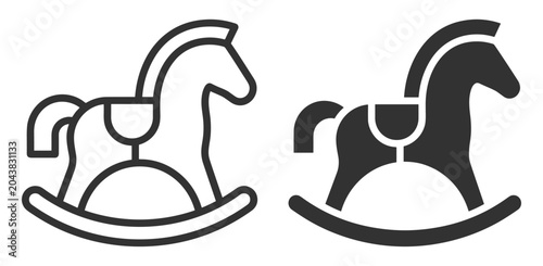 Fotografie rocking horse icon set line and solid styles isolated on transparent background