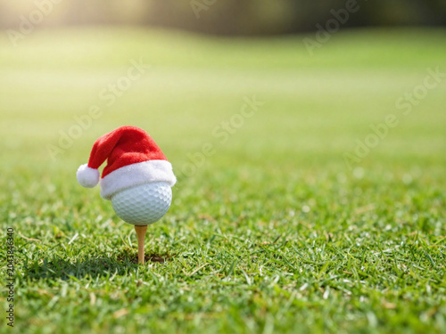 golf ball and tees arranged on lush green grass with patriotic red, white, and blue accents. Perfect for Independence Day golf celebrations, summer tournaments, golf club promotion