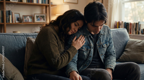 Supportive human connection at home emotional wellbeing and mental health concept