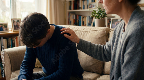 Supportive human connection at home emotional wellbeing and mental health concept