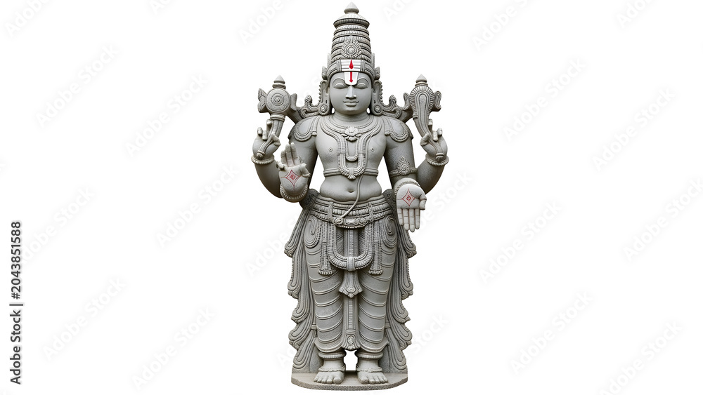 Fototapeta premium Lord Venkateswara Stone Statue, Full Body Standing Pose