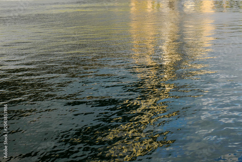 Reflections on water. Evening light on the river creating a beautiful mirror like textures