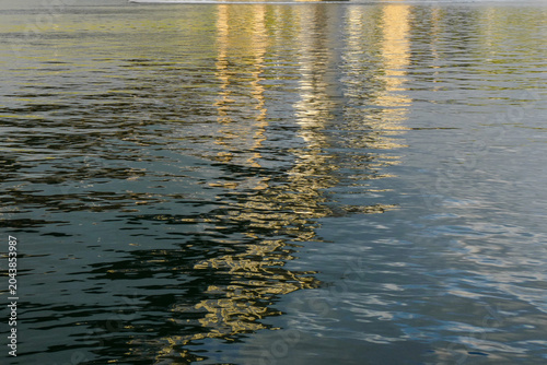 Reflections on water. Evening light on the river creating a beautiful mirror like textures