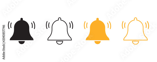 Schilderij op canvas Notification bell icon vector set for app alerts, social media reminders and sys