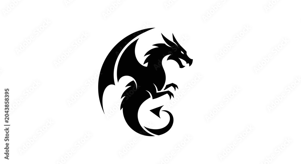 Fototapeta premium Black Dragon Silhouette Icon