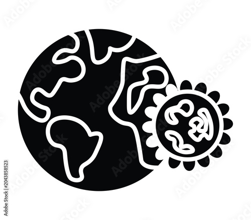 Global Earth with Virus Illustration, World Map and Pandemic Concept Symbol