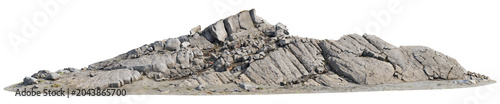 Layered Granite Rock Outcrop Terrain Isolated on Transparent Background