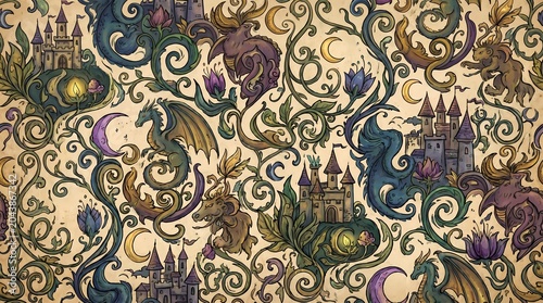 seamless pattern with gold ornament