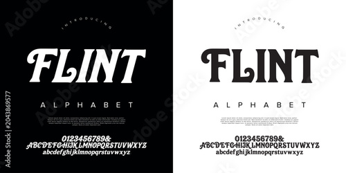 Photos Flint alphabet vector font bold retro chunky serif typeface letters for posters