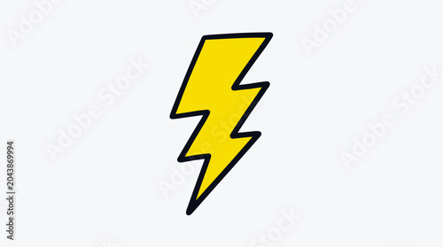 Fotografía Bright yellow lightning bolt symbol on white background