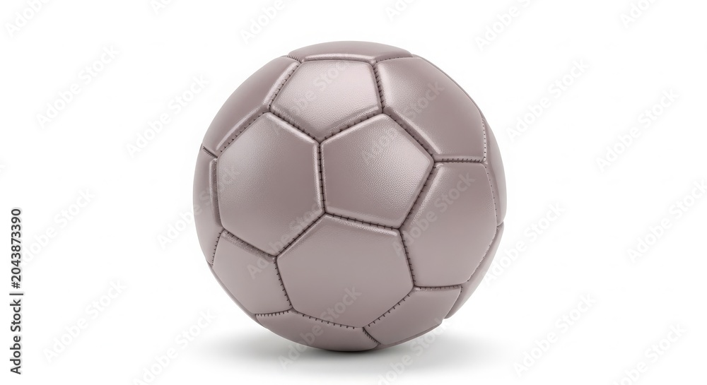 Fototapeta premium Sports - Monochrome Leather Soccer Ball with Hexagonal Panels Isolated on White Background 3D Render
