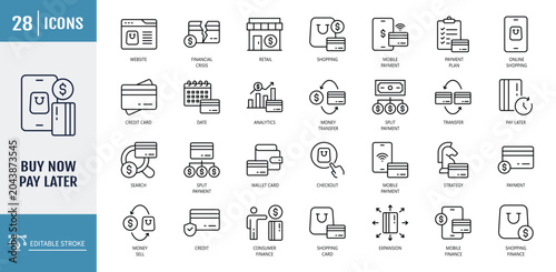 Cuadro en lienzo Buy now Pay Later icon set