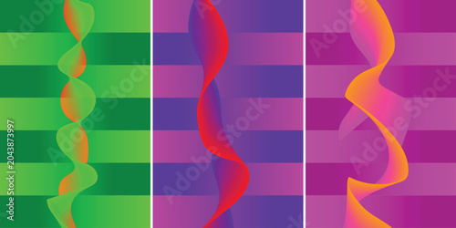 Obraz na płótnie Vibrant gradient wave shapes flowing vertically across striped backgrounds in th