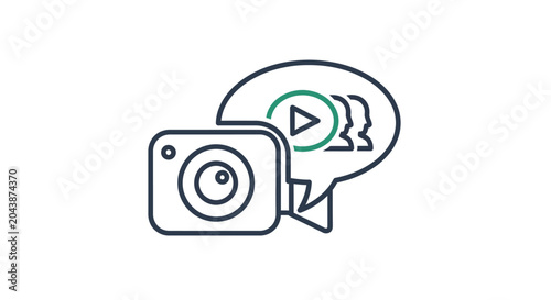 Video sharing and social media communication concept icon