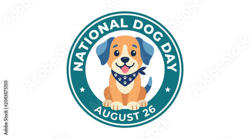 National Dog Day Logo with Adorable Cartoon Dog