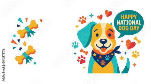 Happy National Dog Day illustration with adorable dog