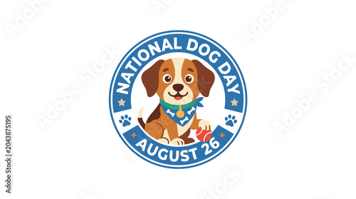 National Dog Day Logo with Adorable Brown Dog