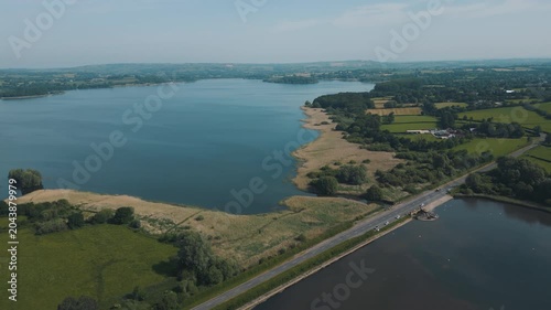 Aerial view of Chew Valley Lake and surrounding countryside in Somerset, England