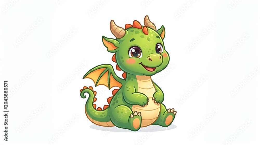 Fototapeta premium green dragon cartoon
