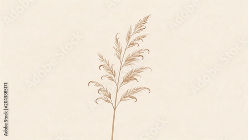 Single plant stem with feathery leaves