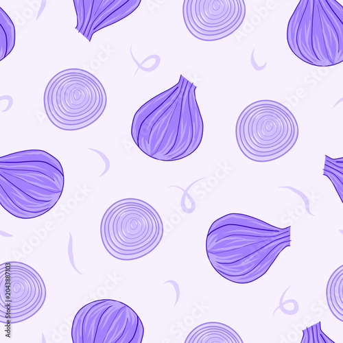 seamless pattern with purple onions. backgound pattern for food packaging.