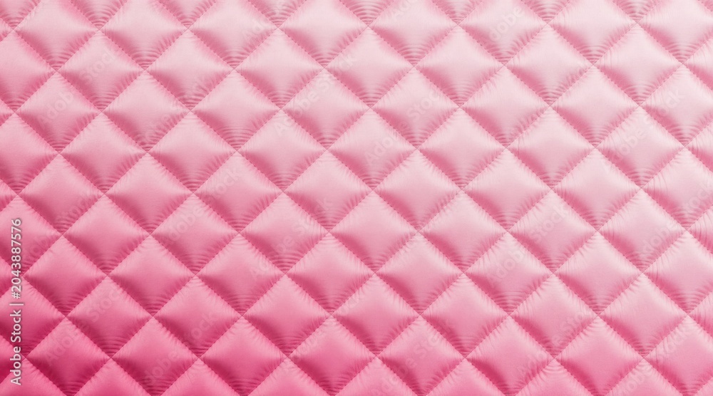 Naklejka premium Soft pink fabric features diamond quilting pattern. Smooth texture provides elegant detail. This luxurious material works for interiors upholstery fashion.