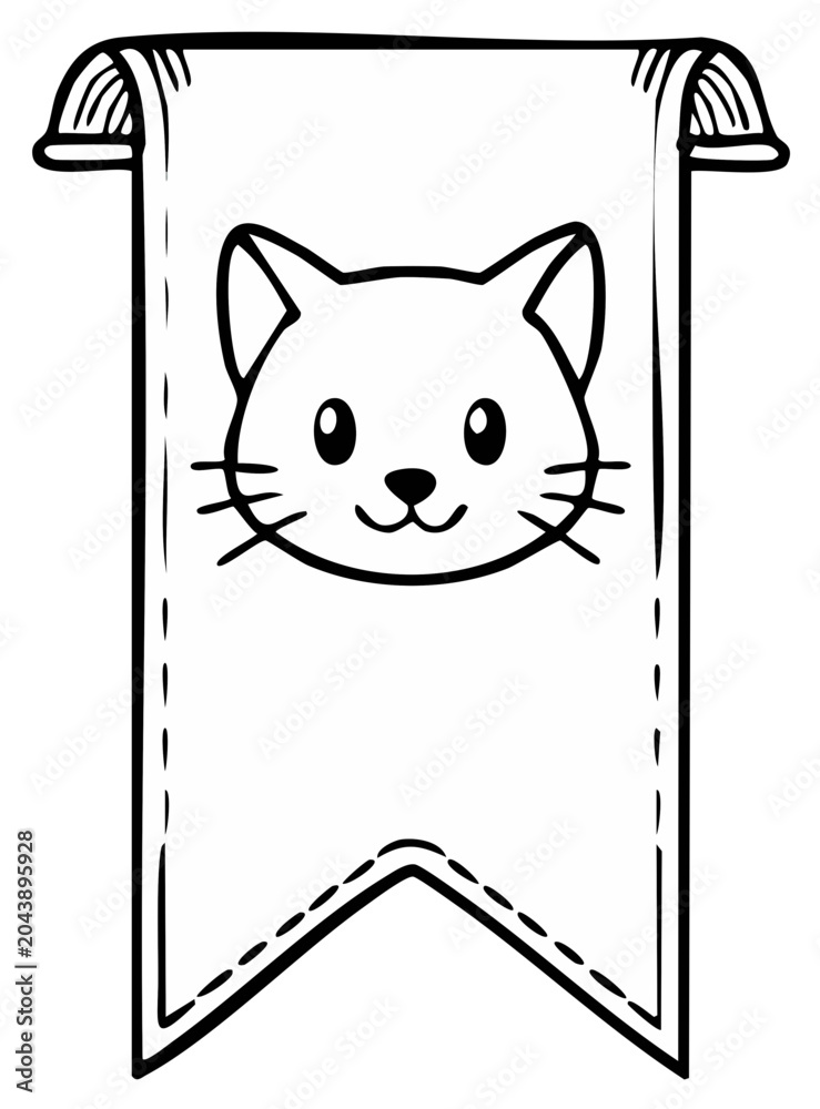 Fototapeta premium Cute Cat Face Banner Illustration for Decoration and Design