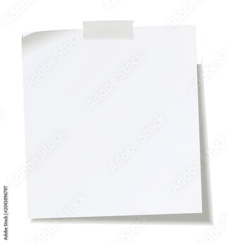 A blank white piece of paper on transparent background