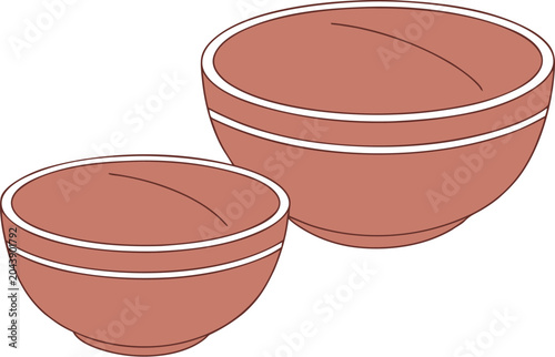 Photography Serene Modern Still Life Two Matte Earth-Tone Ceramic Bowls Side-by-Side