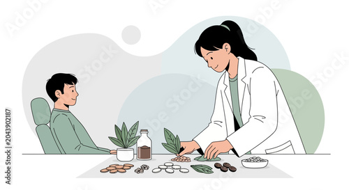 Herbalist Consulting Patient with Natural Remedies