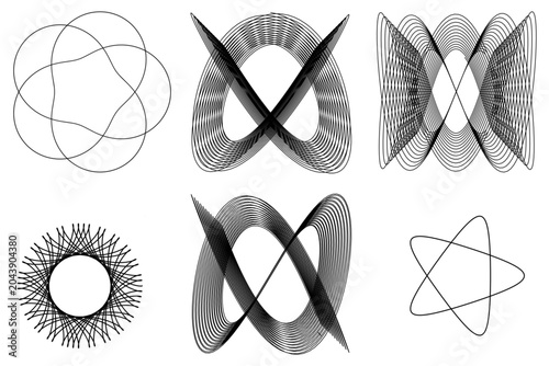 Φωτογραφία Collection of complex geometric vector spirographs and orbital curves isolated o