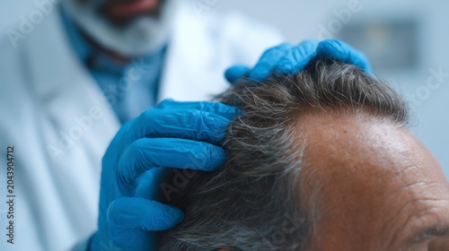 A Close-Up of a Professional Performing a Hair Restoration Treatment on a Client, Highlighting the Care and Precision in the Process