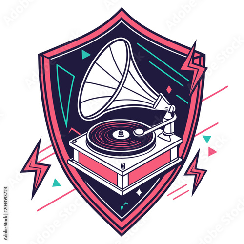 Futuristic Turntable Badge