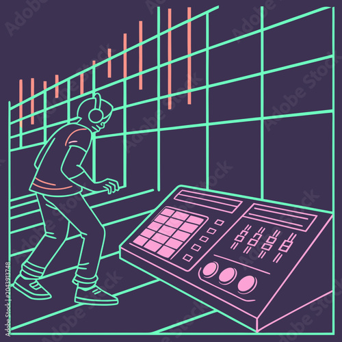 Futuristic Sound Grid Composition 1