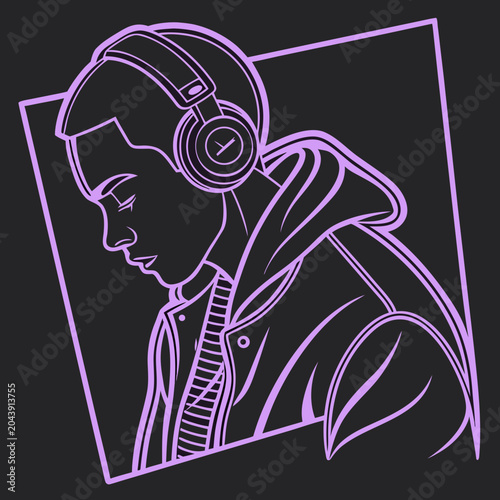 Minimal Neon DJ Icon 1