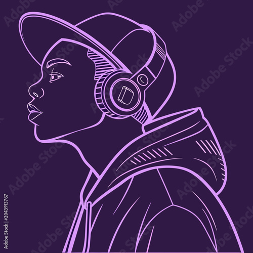 Minimal Neon DJ Icon