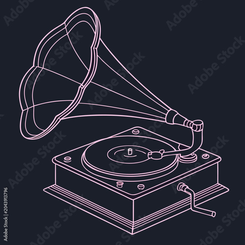 Neon Turntable Minimal Logo