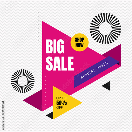 Geometric abstract big sale background with discount offer for commercial retail shopping business promotion.