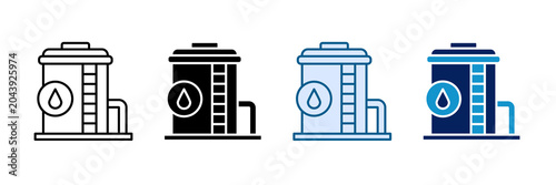 Fotografie Water Tank Icon Set Multiple Style Collection