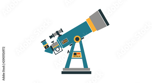 Photos flat vector illustration of telescope on tripod for astronomy or stargazing