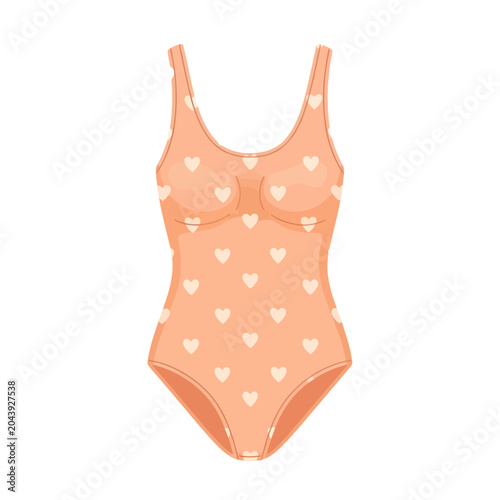 Peach Bodysuit with White Hearts