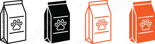 Tableau sur toile Pet food bag icon set four color variations