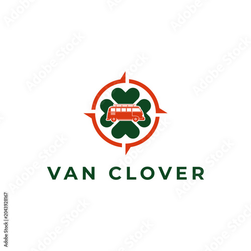 Modern logo clover and van trip.