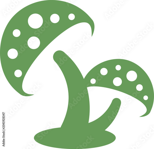 Logo of two mushrooms side by side.