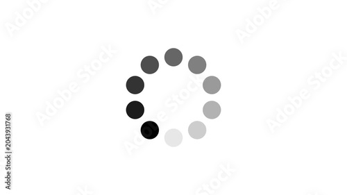 Black gradient dotted round loading page video design on white screen