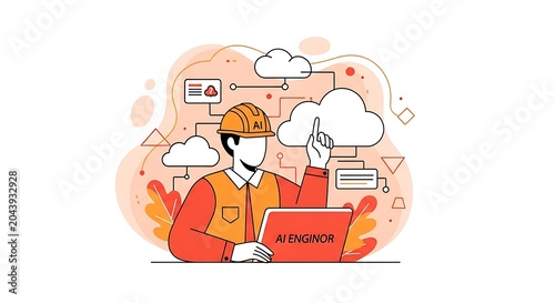 Man working on laptop with technology.