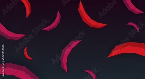 Vibrant Red and Pink Abstract Shapes.