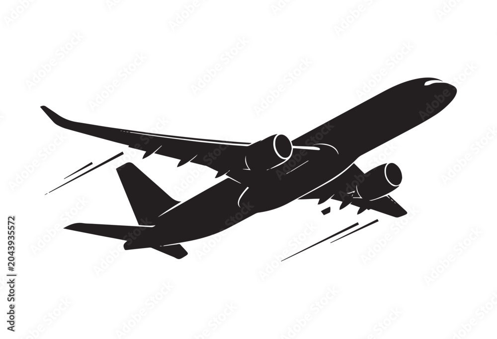 Naklejka premium Vector illustration of airplane. Airplane silhouette in flight.
