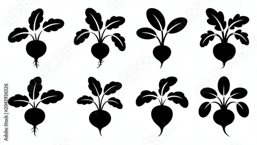 Foto Black stylized leaf cluster illustration in minimalist design Vector