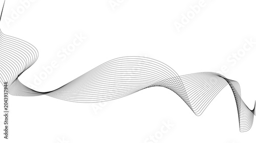 Smooth flowing dynamic black wave lines vector illustration isolated on white background. Technology, digital, communication, science, music concept